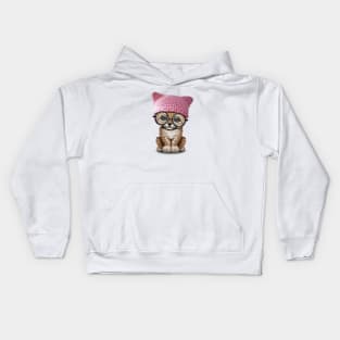 Cute Cheetah Cub Wearing Pussy Hat Kids Hoodie